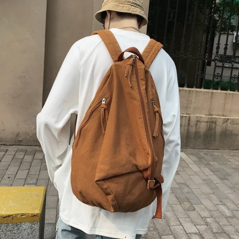 Sac à dos de couleur unie pour femmes 2026 en toile lavée, pour adolescentes, filles, sacs d'école, sacs de voyage, sac à dos pour hommes, grande capacité, sac de jour