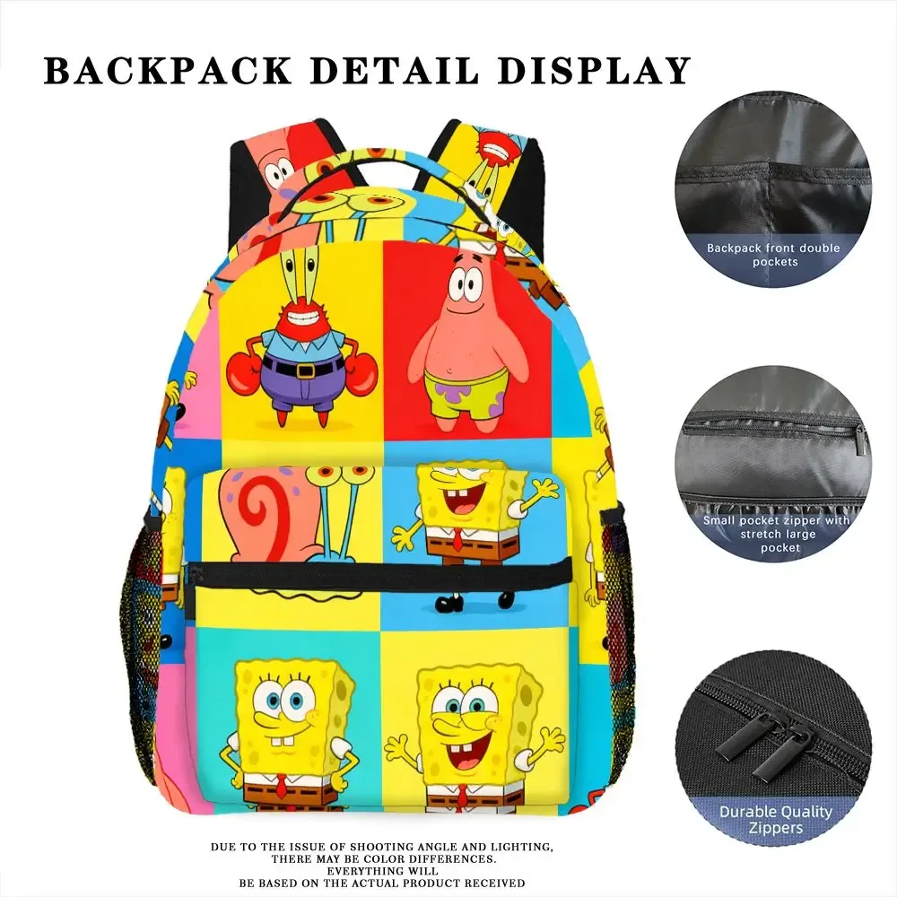 sac à dos anime spongebob squarepants, sac à livres d'école imprimé patrick gary, sac de voyage léger et portable pour pique-nique