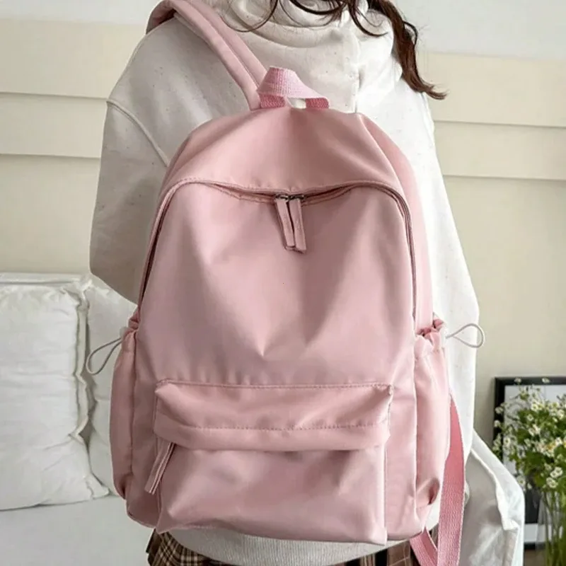 sac à dos d'étudiant décontracté et tendance, couleur unie, pliable, multi-compartiments, grande capacité, adapté à la vie quotidienne sur le campus