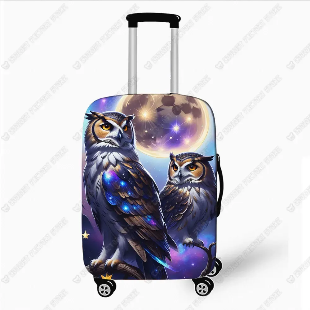 housse de bagage imprimée hibou coloré, housses de protection pour valise à roulettes à cornes, accessoires de voyage de 18 à 32 pouces