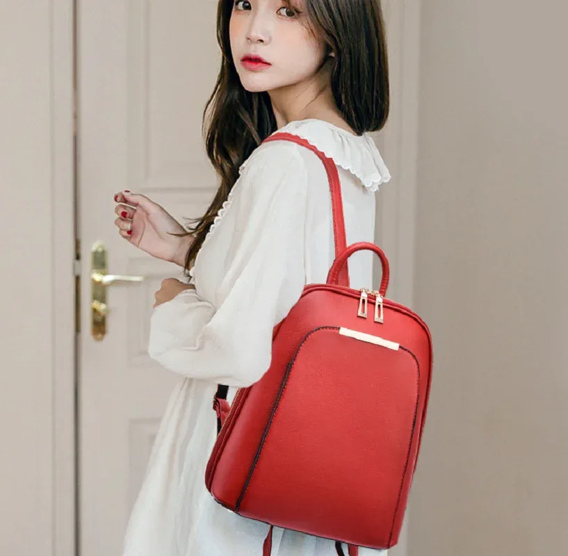 nouveaux sacs à dos en cuir de haute qualité pour femmes 2026, sacs à bandoulière de voyage à double fermeture éclair, sacs fourre-tout et sacs d'école pour ordinateur portable, style coréen tendance