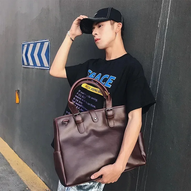 sac à main vintage pour homme, grande capacité, sacoche d'affaires pour ordinateur portable, sacs à poignée supérieure avec bandoulière, sacs bandoulière tendance