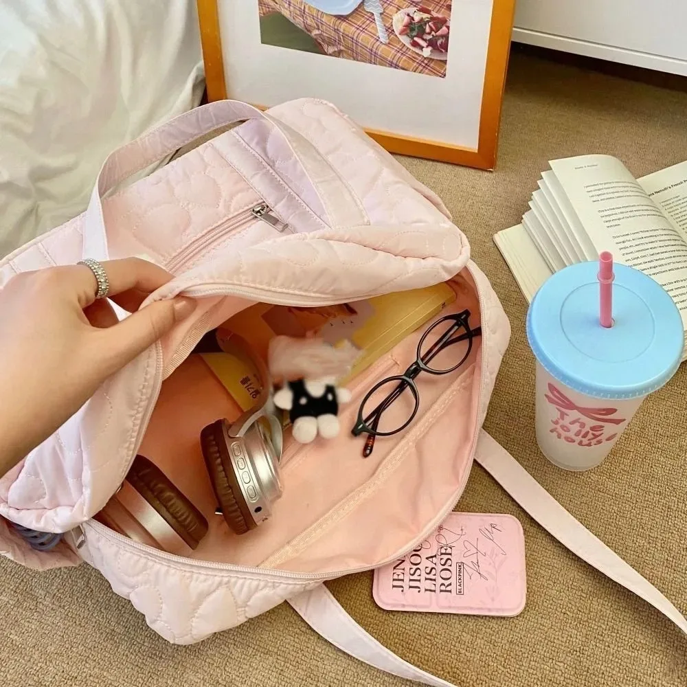 sac sous les bras décontracté, sac de voyage, style coréen, couleur unie, sac pour maman, fourre-tout en forme de cœur, sac de rangement de voyage pour femmes