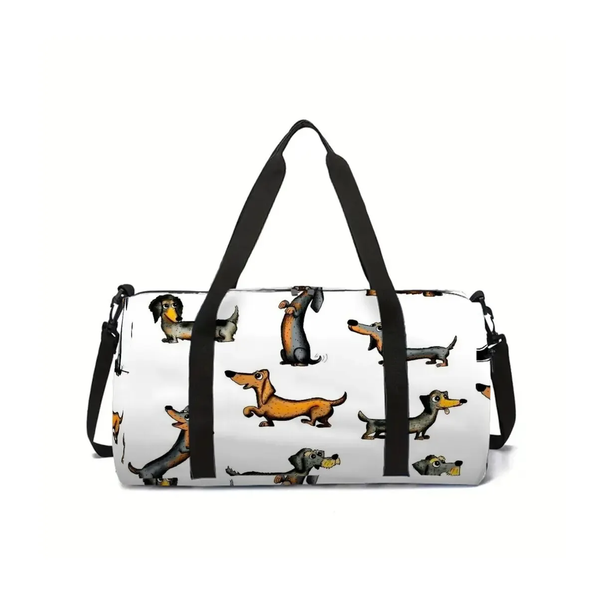 sac de voyage scolaire à motif de chat mignon et de teckel, sac à bagages de grande capacité, dessin animé plat 2d, meilleur cadeau pour garçons et filles, style tendance
