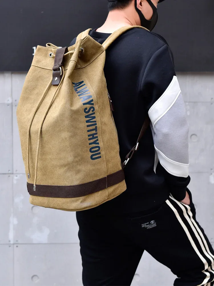 sac à dos de voyage de grande capacité pour hommes, sac d'extérieur, sac d'alpinisme, seau en toile, sacs à bandoulière pour hommes