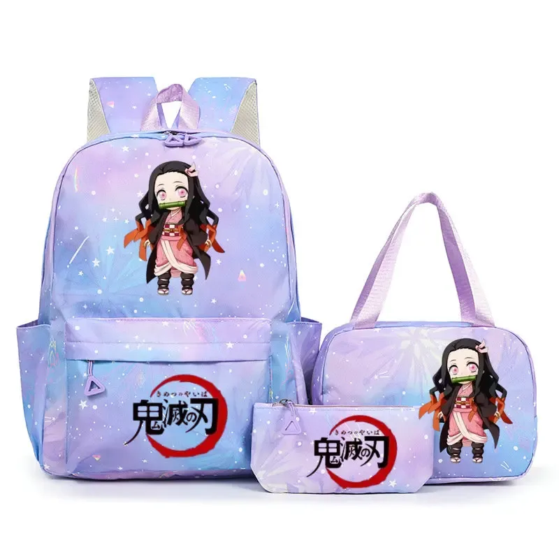 sac à dos demon slayer nezuko kamado pour adolescents, cartable de grande capacité avec sac à bandoulière pour usage quotidien, pour filles et femmes, mochilas de voyage