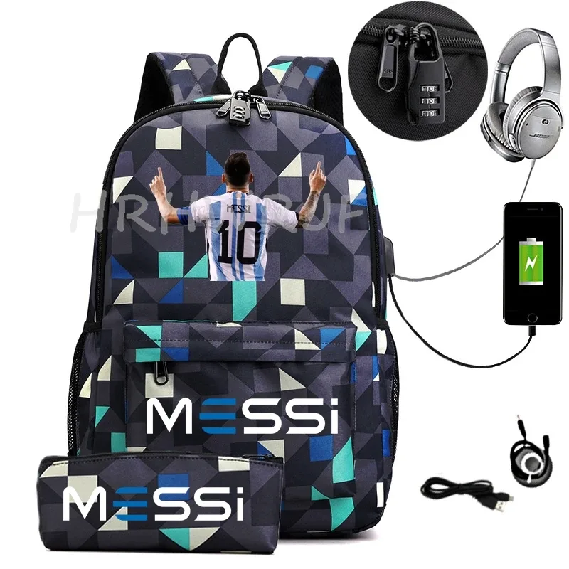 sac à dos de sport messi camouflage pour femmes et hommes, sac à dos pour ordinateur portable pour adolescents