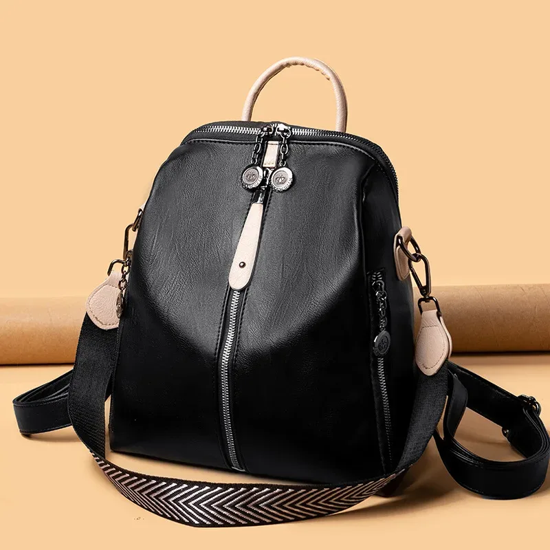 sac à dos en cuir pu souple pour femmes, sac à bandoulière de voyage, sac à dos de grande capacité pour filles