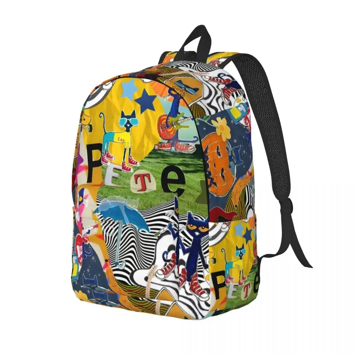 sac à dos cool pour lycée, randonnée et voyage, motif pete le chat et les chats de dessin animé, avec motif 'i love my white shoes', pour hommes et femmes, sacs en toile pour ordinateur portable