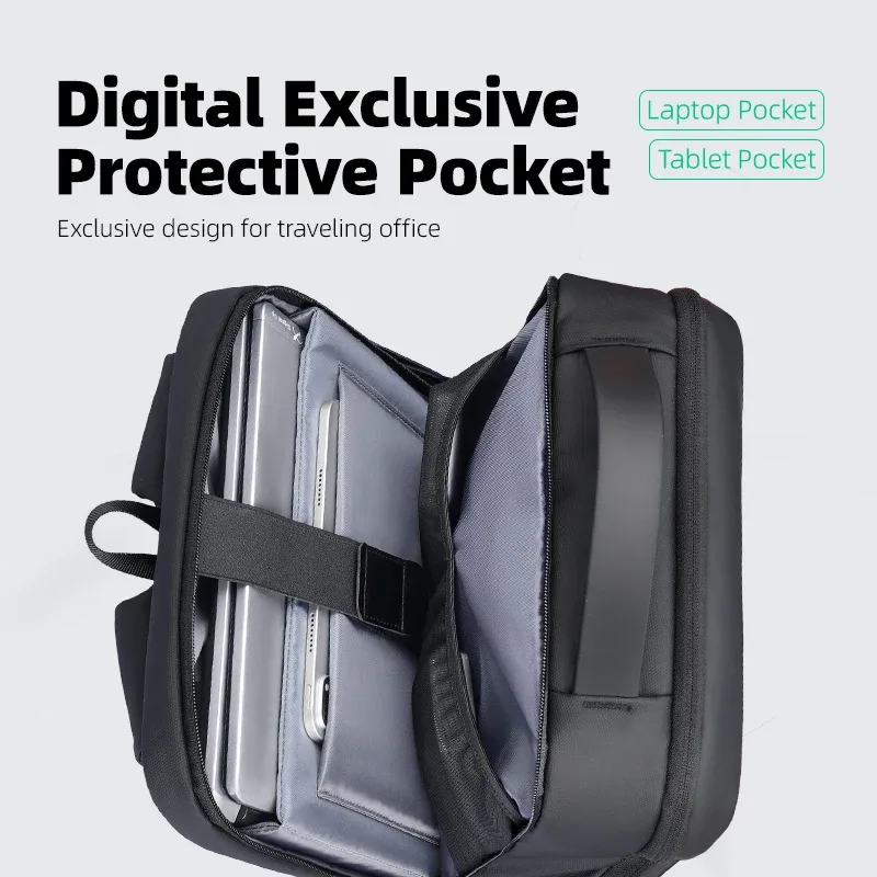 sac à dos professionnel fin mark ryden, sacoche pour ordinateur portable 15,6 pouces avec port de charge usb et sangle de fixation pour bagage