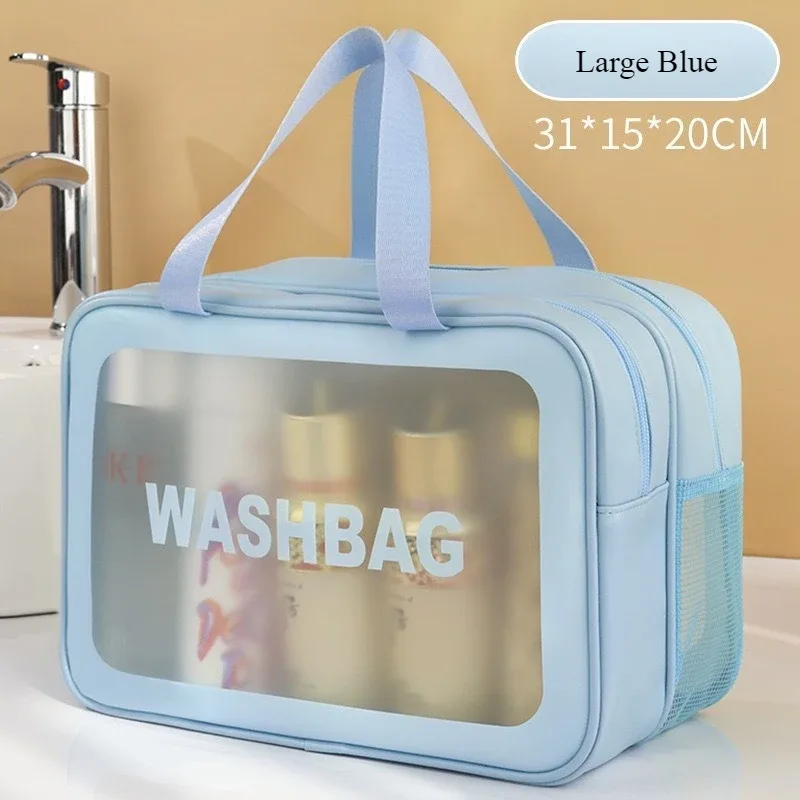 trousse de toilette grande capacité étanche avec séparation humide/sèche en pu givré double couche – sac de voyage maquillage et lavage – organisateur de salle de bain