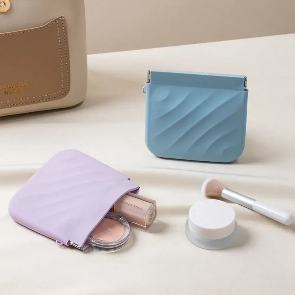 mini sac cosmétique en silicone, sac de rangement pour accessoires de voyage, sac de rangement pour rouge à lèvres, sac à fermeture automatique pour écouteurs, sac à monnaie de voyage