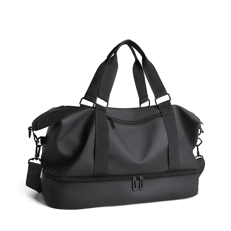 sac de voyage imperméable noir/gris, sac à bagages tendance pour courtes distances pour hommes et femmes, sac à main de grande capacité avec séparation pour articles secs et humides, sac à bandoulière, sac à porter en travers du corps