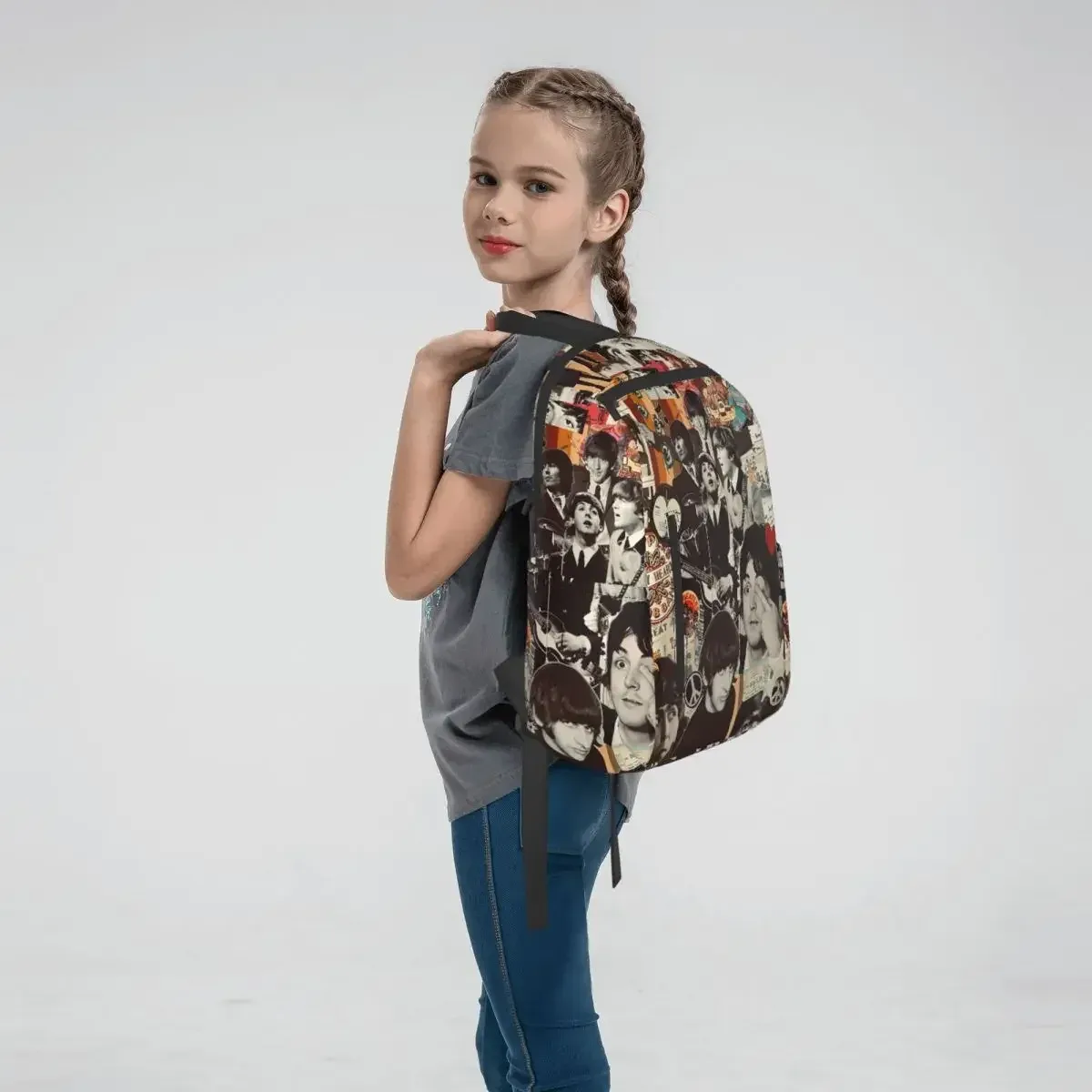 sac à dos artistique harajuku the beatle memebers, sac à livres pour étudiants, sac d'école pour enfants, sacs à bandoulière pour ordinateur, pour hommes et femmes
