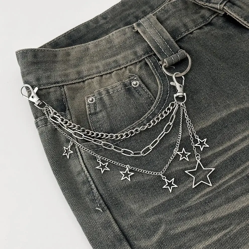 y2k – sangle de chaîne étoile en métal pour sacs, chaîne multicouche pour sac à main, poignées de bricolage, pendentif nœud papillon en perles, accessoire de chaîne de sac à bandoulière