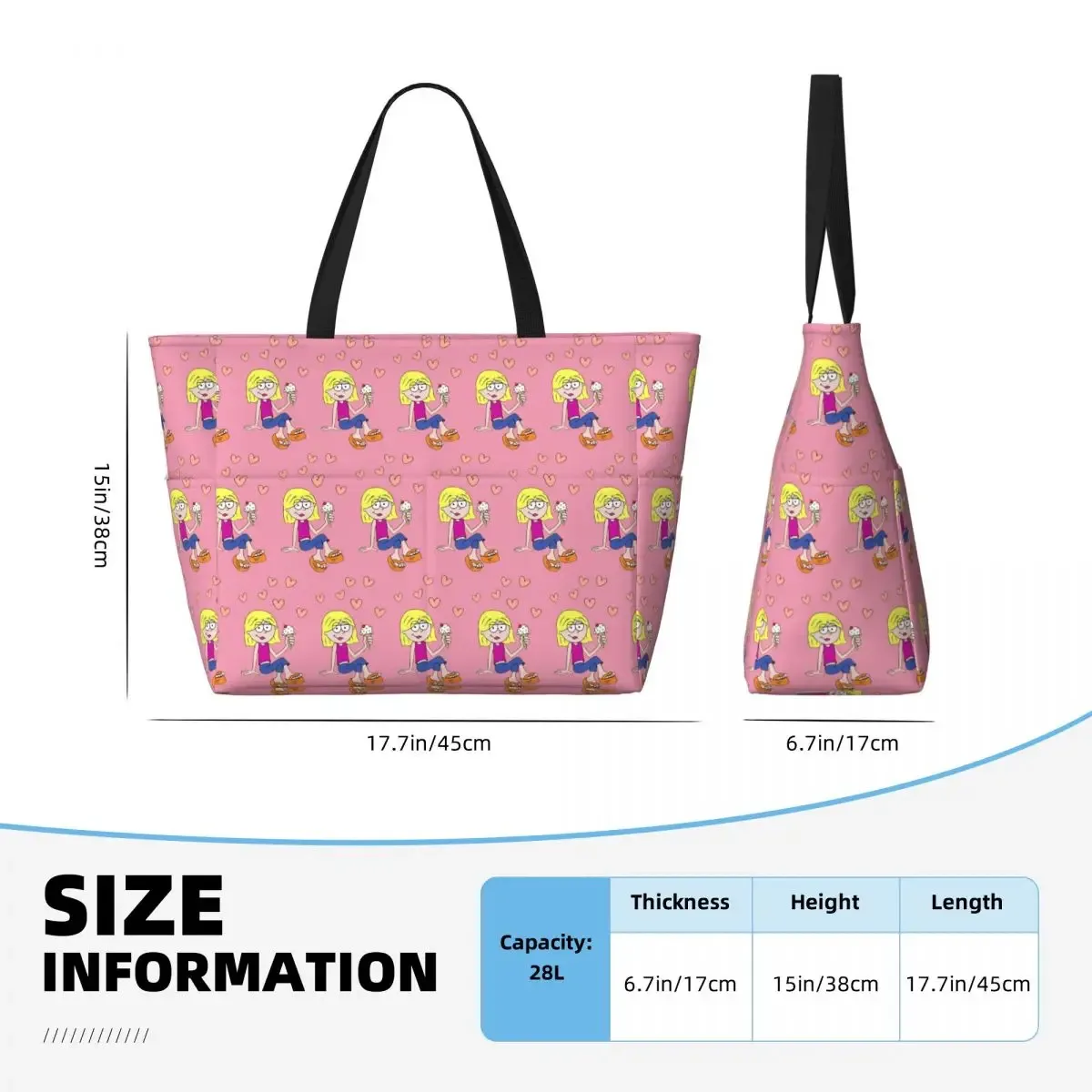 lizzie mcguire – sac fourre-tout de plage à motif de dessin animé, sac de sport, de yoga, grand sac fourre-tout pour femmes, sac de voyage, sac de fitness