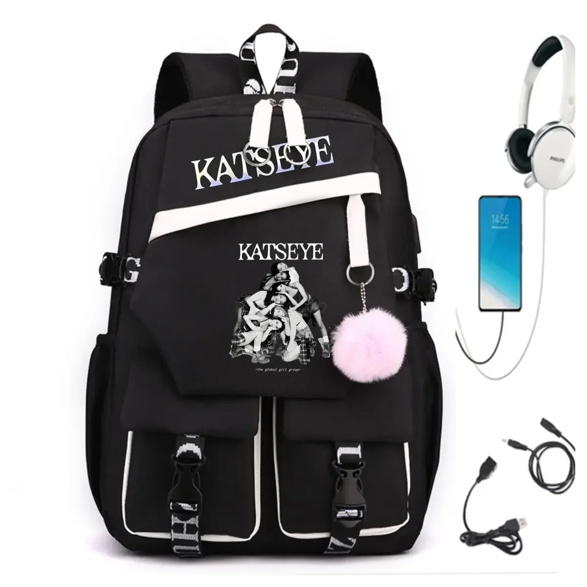 sacs d'école y2k katseye pour adolescentes, style coréen ulzzang, cadeau de rentrée scolaire, sac à dos pour étudiantes, sac de voyage imprimé kpop girls group