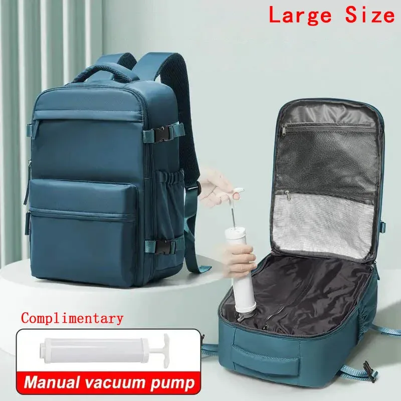 sac à dos de voyage avec compression sous vide, sac à dos professionnel pour ordinateur portable 15,6 pouces, sac de rangement pour vêtements, sac à dos de voyage extensible