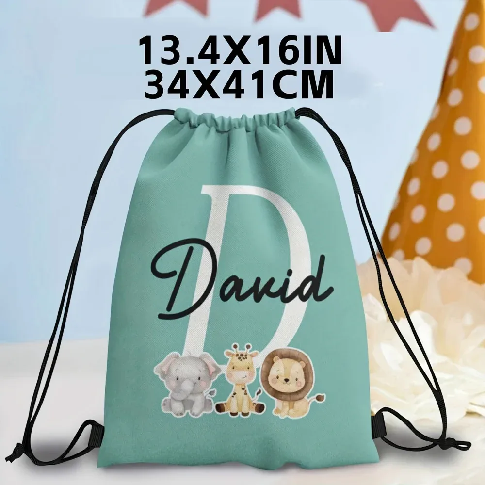 1 sac à dos à cordon personnalisé sur le thème des animaux mignons, 12 options de couleurs au choix, personnalisation du nom.