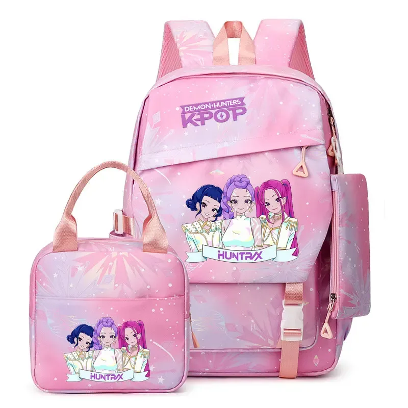 ensemble de sacs à dos kpop demon hunters avec sac à déjeuner et trousse à crayons, cartable pour garçons, sac à dos léger pour ordinateur portable, sacs de voyage