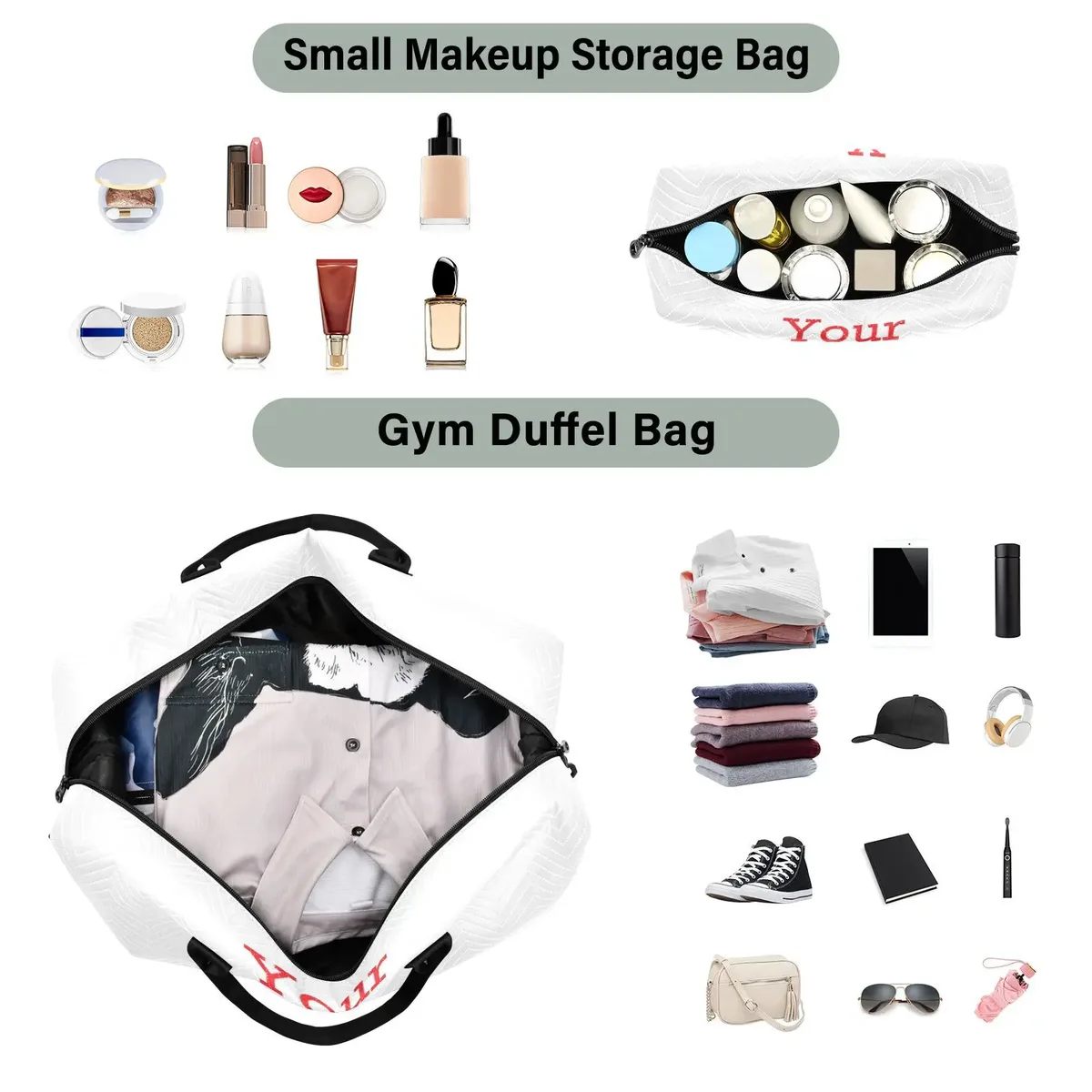 sacs de week-end avec images personnalisées pour femmes, grand sac de nuit, sport, voyage, sac polochon, bagage à main, voyage, affaires, salle de sport