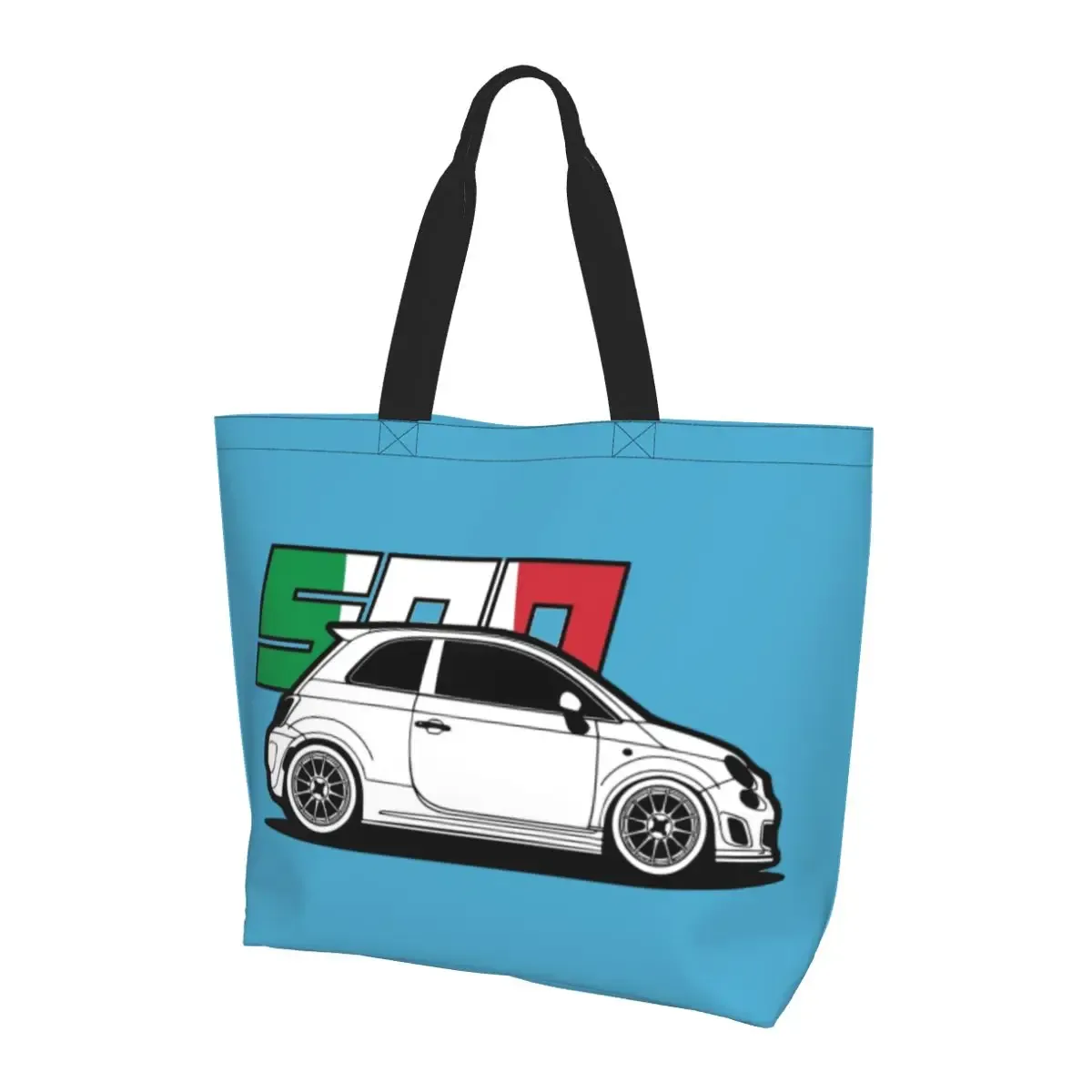 fiat 500 abarth shopping sac fourre-tout toile grande capacité sacs à bandoulière shopper épicerie sac à main pour les femmes