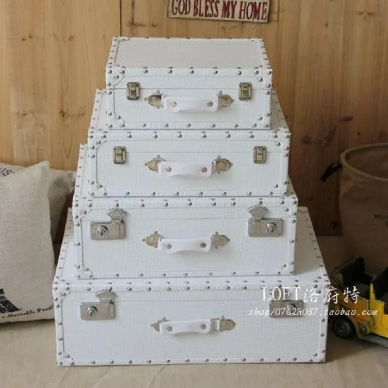 valise de voyage en cuir motif crocodile, coffre de rangement antique avec serrure, boîte à bagages rétro pour