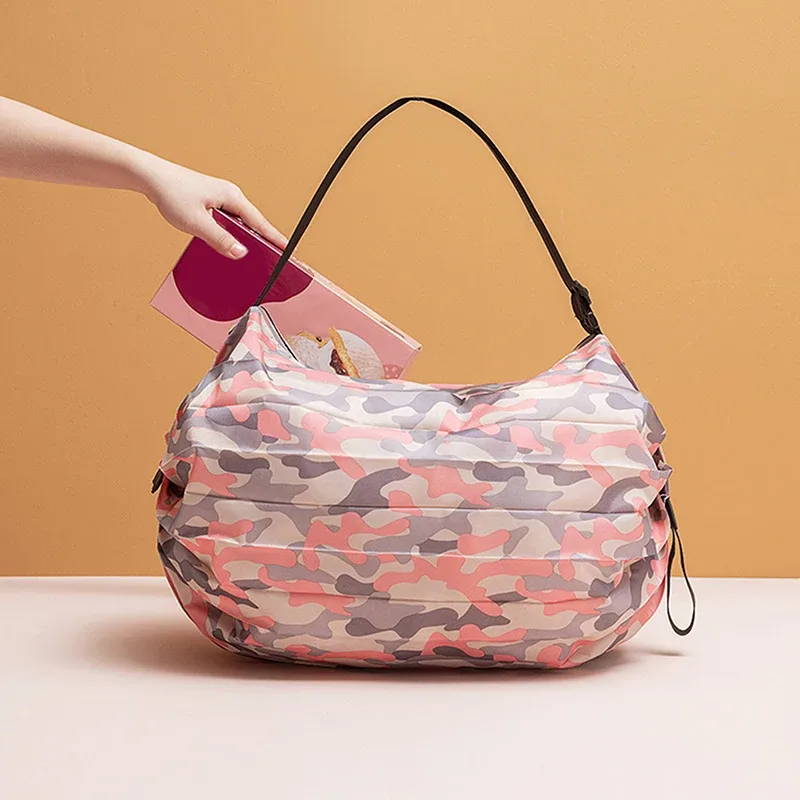 sac de rangement de voyage pliable avec poignées, fourre-tout camouflage de grande capacité, sac de transport portable et réutilisable