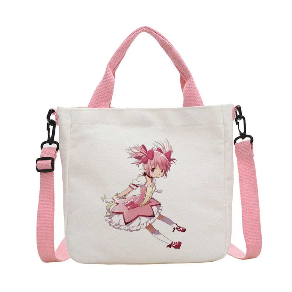 sac fourre-tout madoka magica en toile réutilisable, sac cabas, einkaufstasche femme
