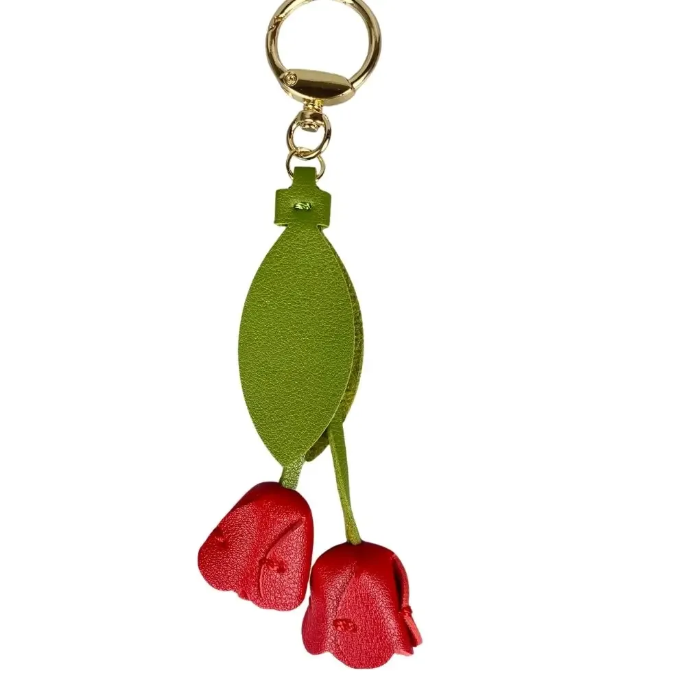 breloque de sac en cuir pu souple 8 couleurs – accessoire floral élégant à suspendre avec anneau métallique, motif de fleur réaliste pour sac à dos