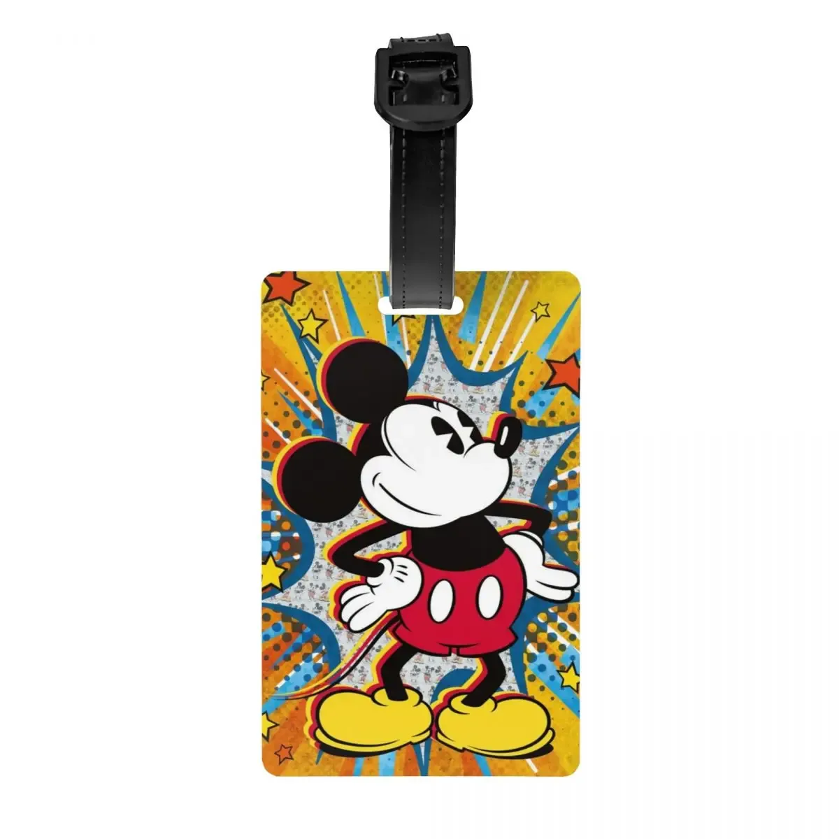 étiquette de bagage personnalisée m-mouse pour valises, étiquettes de bagage mignonnes de dessins animés, étiquette d'identification avec couverture de confidentialité