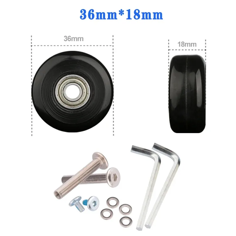 roues de remplacement à vis pour valise de voyage, kit de réparation d'essieu de roue 40/45/50/60/70/80/90/100/110/120mm, roulettes silencieuses