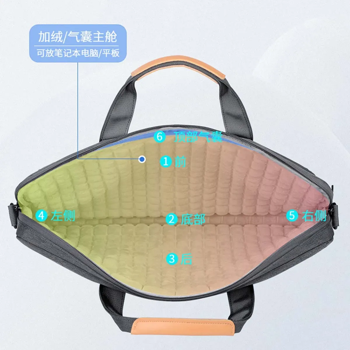 sac pour ordinateur portable de grande capacité pour hommes, sac à bandoulière épais et résistant aux chocs avec airbag, sac pour ordinateur portable de 14 à 17 pouces, sac de voyage et de réunion d'affaires