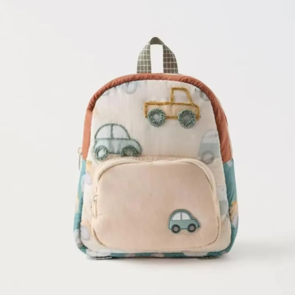 sac à dos scolaire multifonctionnel pour enfants, broderie de voiture de dessin animé, sac à dos léger pour garçons et filles, idéal pour la maternelle