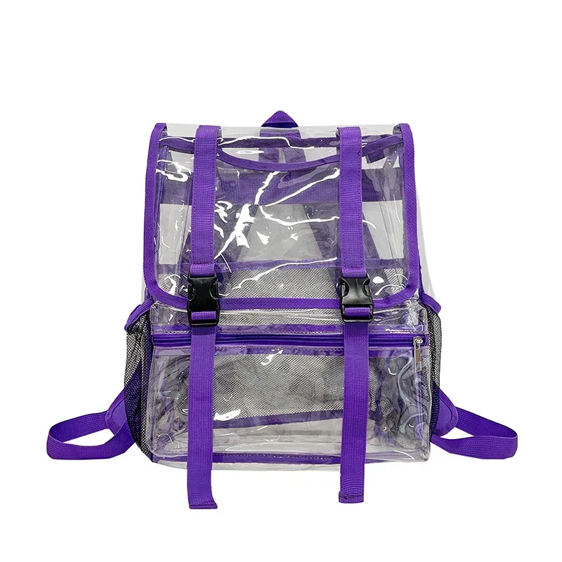 sac à dos transparent pour ordinateur portable en pvc, imperméable, décontracté, grande capacité, simple, portable, transparent, solide, pour femmes et hommes