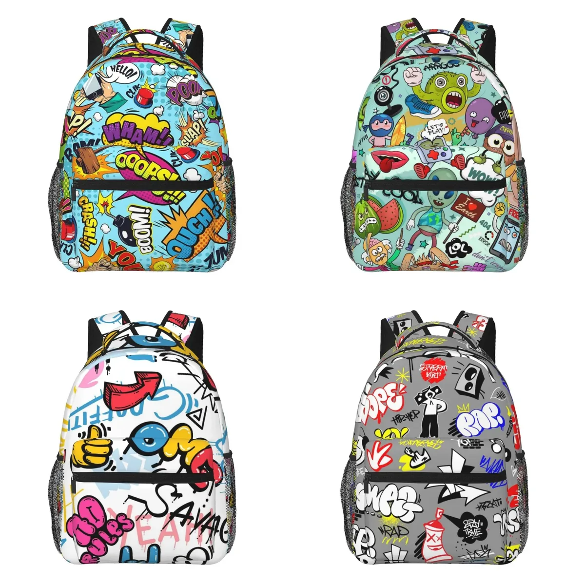 Collection de bandes dessinées Graffiti Pop Art imprimé sac à dos de voyage unisexe grande capacité sacs à dos pour ordinateur portable sac à dos d'école pour adolescents