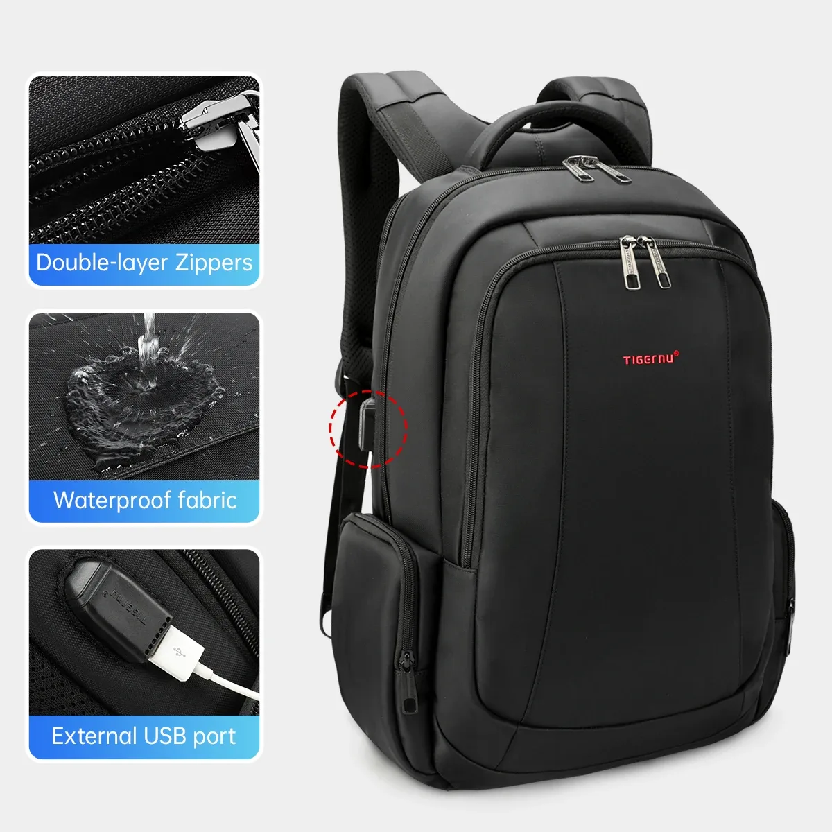 tigernu sacs à dos de voyage sac à dos sous vide 14 15.6 17.3 pouces sac à dos pour ordinateur portable pour sac à dos scolaire hommes cartable sac à dos de compression