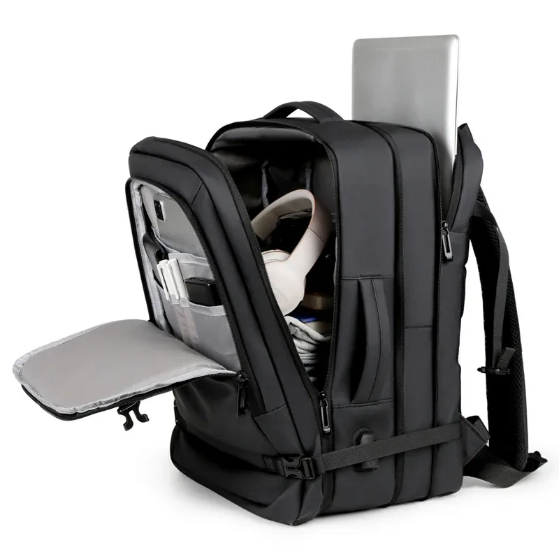 sac à dos de chargement usb hydrofuge décontracté d'affaires, sac à dos extensible de grande capacité pour hommes et femmes, vêtements de travail et voyages d'affaires, sacs d'ordinateur de 14 pouces