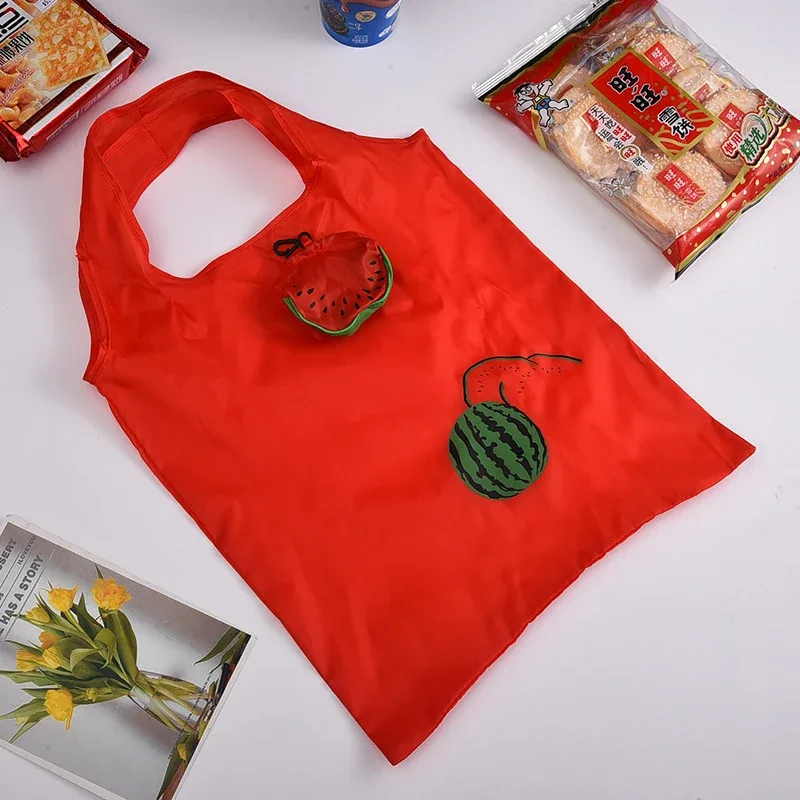 sac fourre-tout pliable en polyester, motif de fruits, 38x58cm, grande capacité, réutilisable, léger, pour le stockage des courses au supermarché, 1 pièce