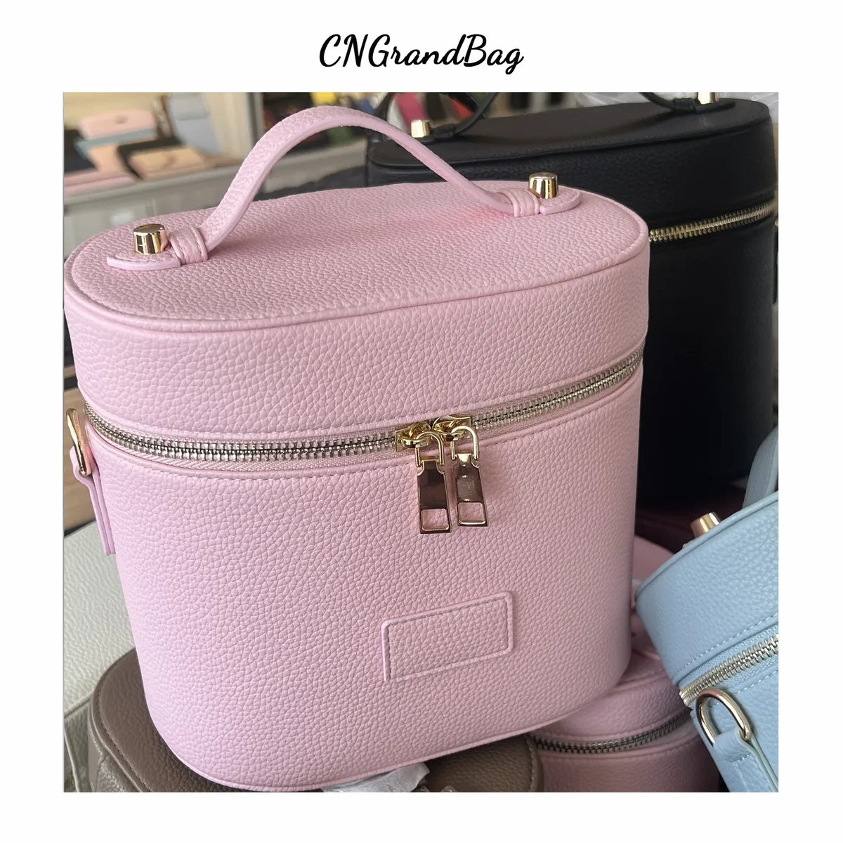 sac cosmétique en cuir personnalisable avec bandoulière - grande capacité, étanche, portable, avec compartiment amovible