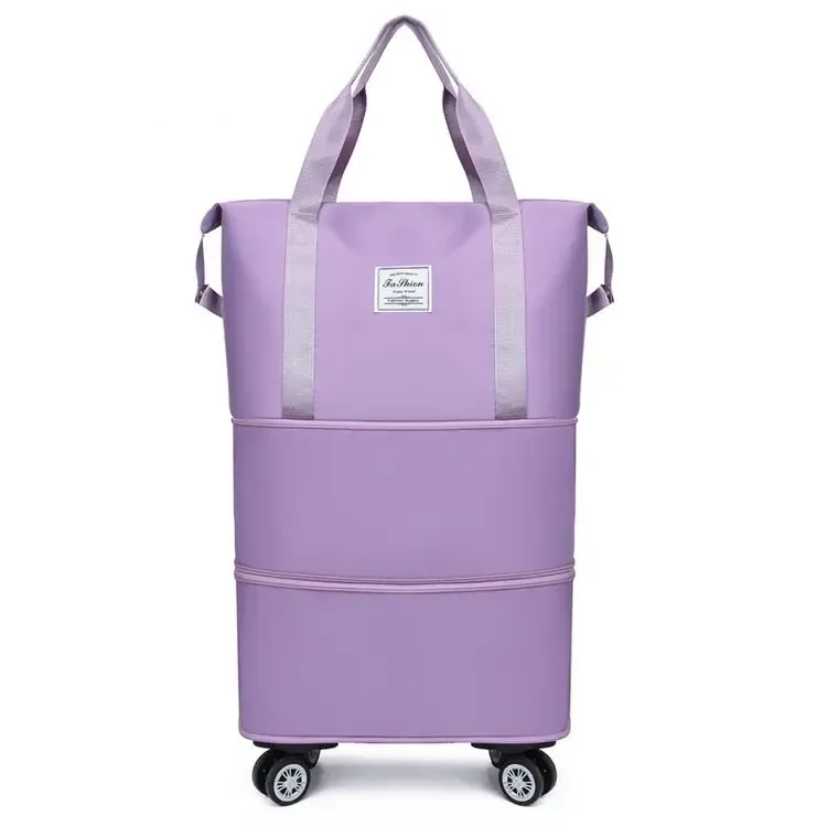 sac de voyage à roulettes spinner wheel, grande capacité, extensible, avec bandoulière, bagage à main pour femme, week-end