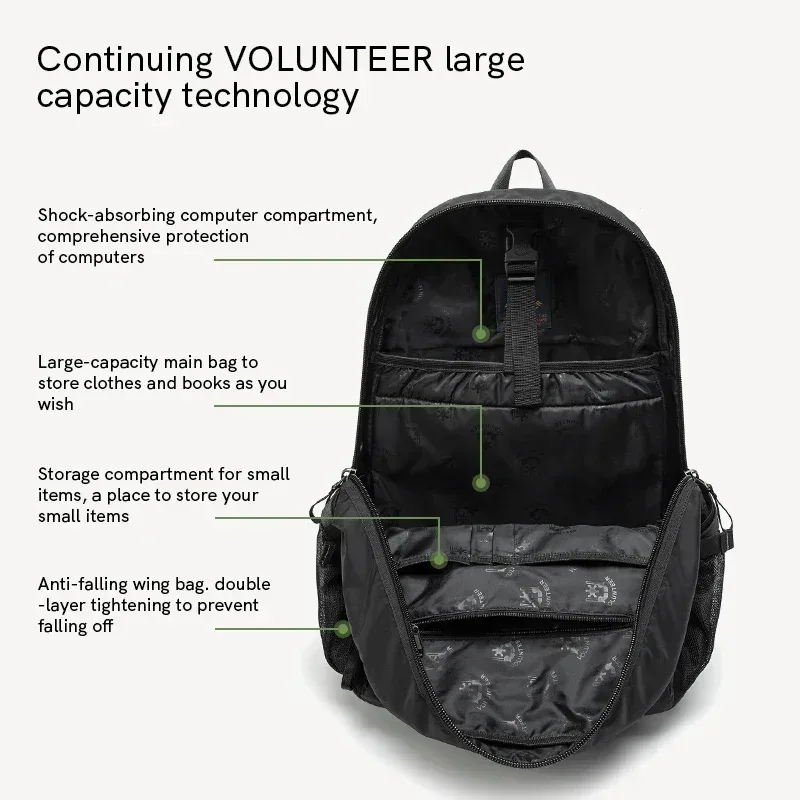volunteer hommes voyage sac à dos pour ordinateur portable mode oxford tissu étanche sac à dos d'affaires hommes grande capacité cartable1825-13