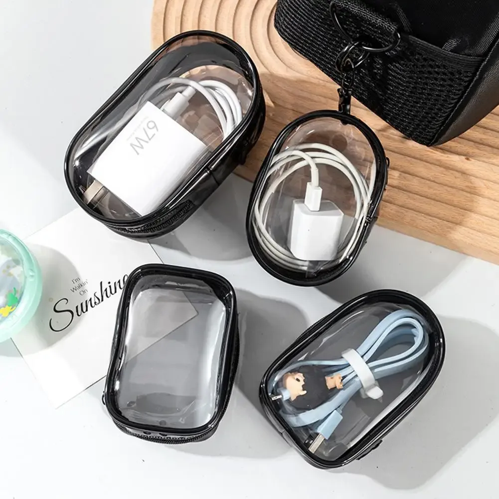 étui de présentation transparent pour poupée de 10 cm, mini pochette de rangement multifonction, organiseur portable pour câbles de chargeur de voyage, sac porte-clés