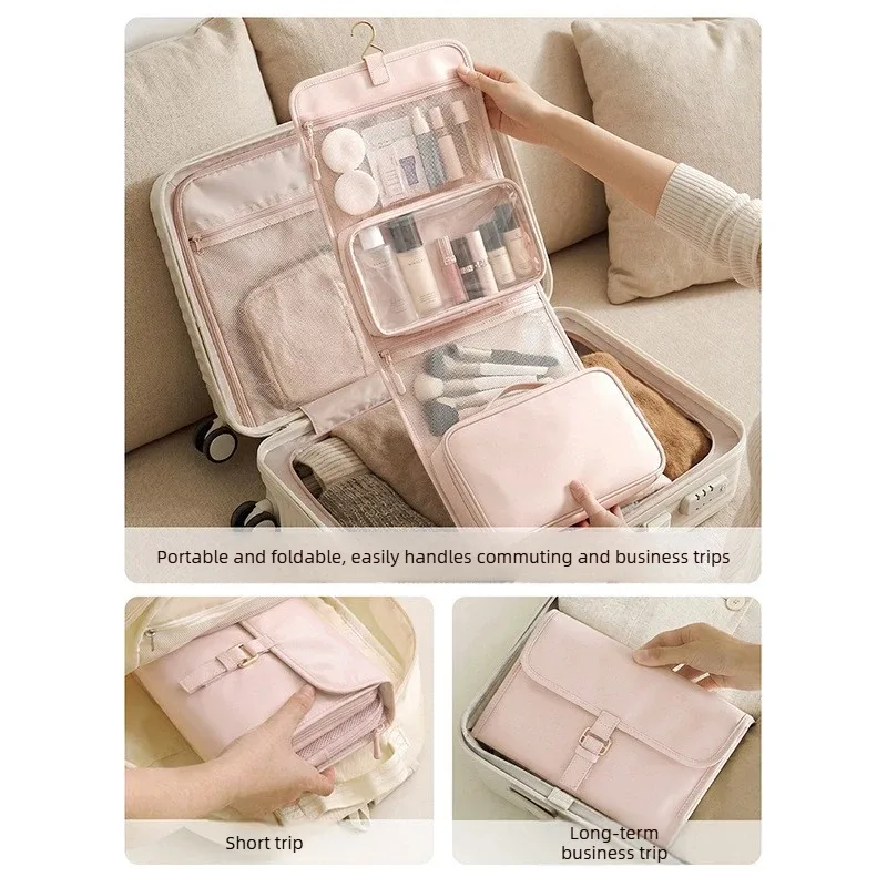 trousse de toilette de voyage suspendable, multifonctionnelle, portable, grande capacité, organisateur de voyage minimaliste, trousse de toilette, trousse à cosmétiques