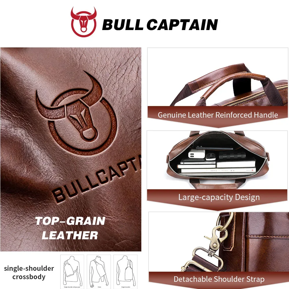 bullcaptain-sac à main en cuir group pour homme, sacoche pour bombes, ordinateur portable de 14 pouces, bureau, affaires