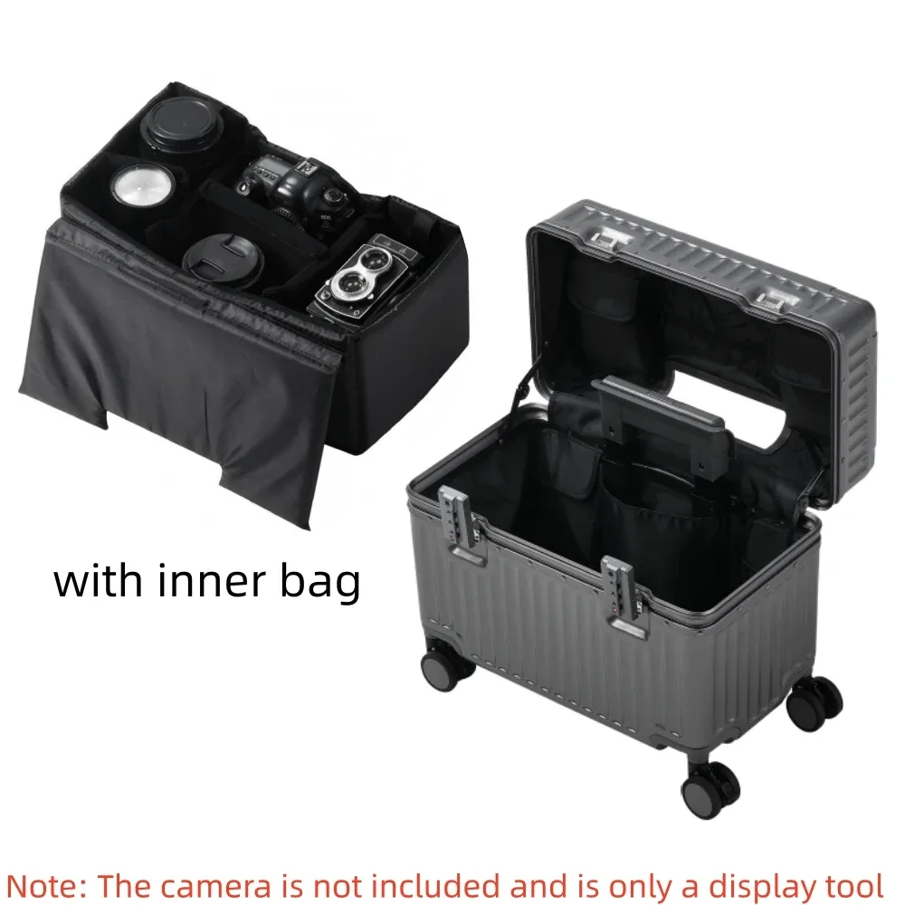 valise à ouverture par le haut 18/20 pouces, bagage cabine pour photographe, bagage à roulettes en matériau pc avec cadre en alliage d'aluminium et serrure tsa