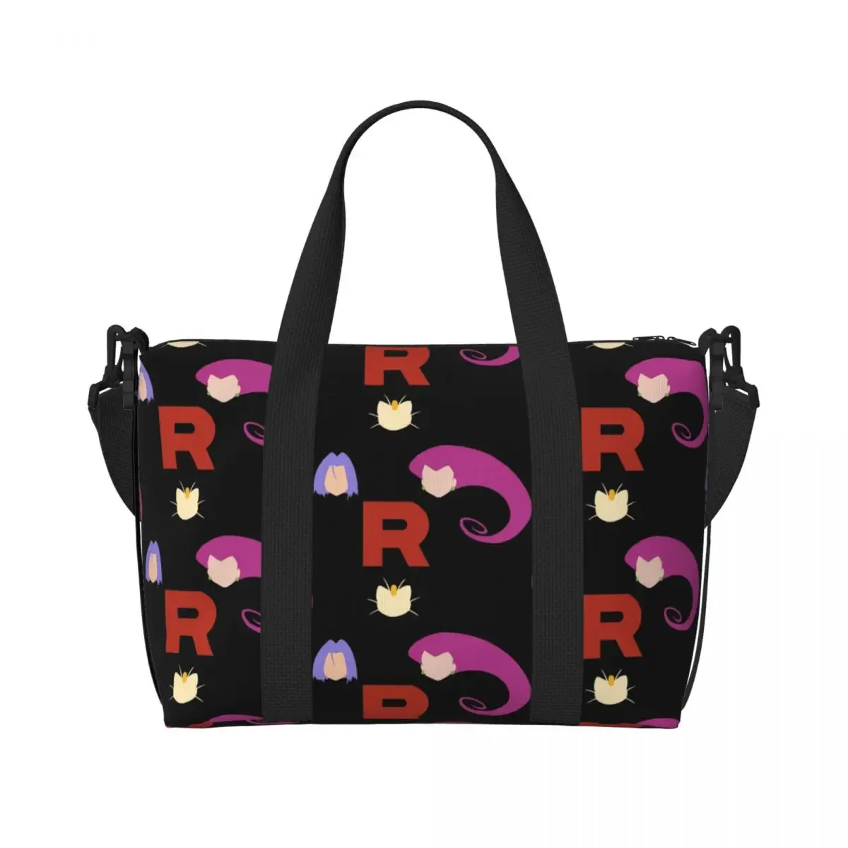 sac de voyage de plage avec logo lettre r team rocket, fourre-tout de grande capacité pour salle de sport, yoga, sac à bandoulière de shopping pour femmes