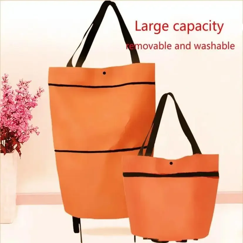 Chariot de courses en tissu Oxford, sacs multifonctionnels portables, sac fourre-tout pliable en toile, sac d'épicerie réutilisable, moderne et simple