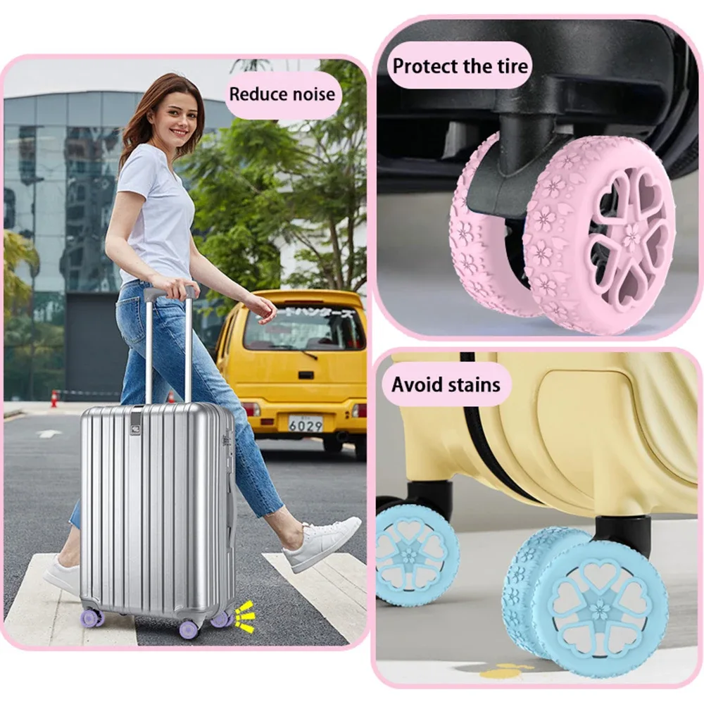 protecteur de roues de bagages en silicone, 4 pièces/ensemble, manchons de couverture silencieux et résistants aux chocs pour valises à roulement lisse, couverture de roue de transport