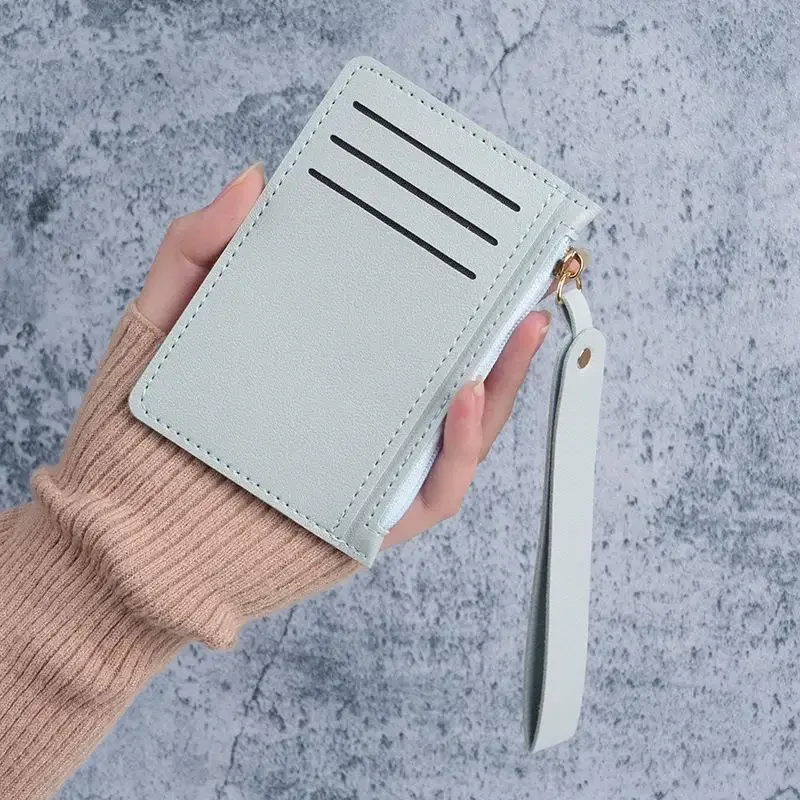 mini porte-cartes à fermeture éclair, porte-monnaie mince pour cartes d'identité, organisateur de cartes de crédit, petit porte-monnaie portable ultra-fin et court pour hommes, noir, 1 pièce